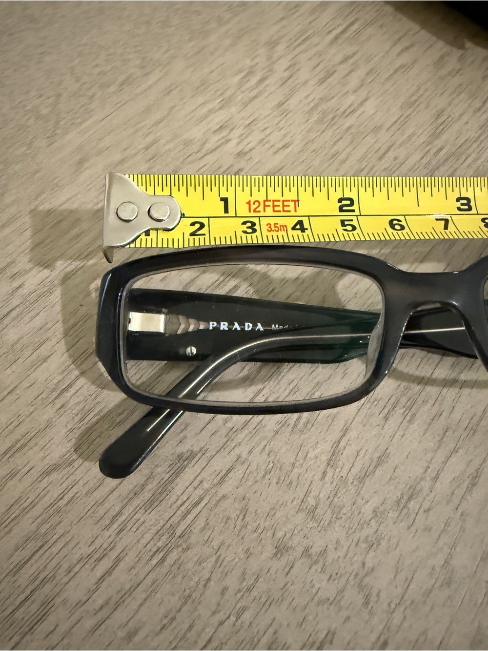 Prada Black Rectangular Eyeglass Frames with Original Case - Picture 7 of 8